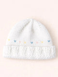 Knitted Baby Hat With Pastel Heart Design